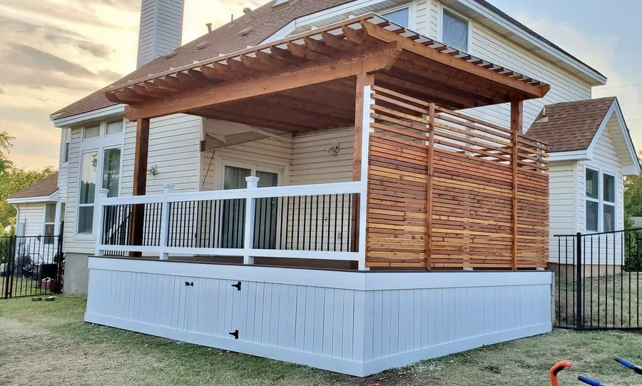Traditional style pergola with overhanging rafter tails