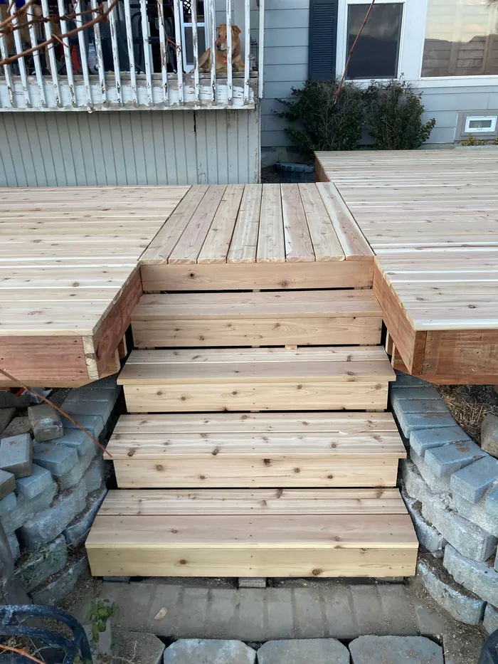 Custom cedar center stairs